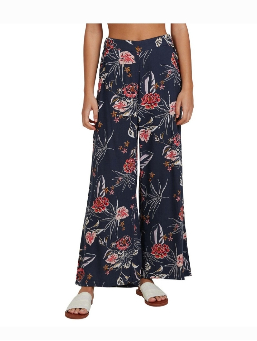 NWT ROXY Midnight Journey Wide Leg Pants Navy Red Size Large